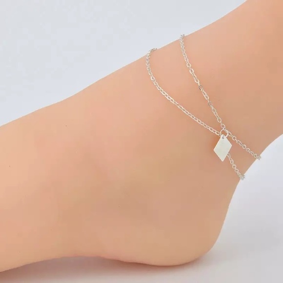 Women Multi Layer Silver Leg Chain Anklet - Picture 4 of 5